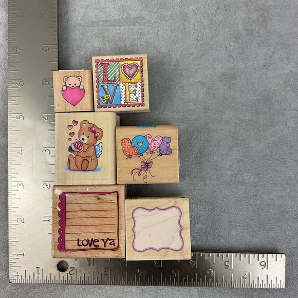 Vintage & new teddy bear frames heart rubber stamp lot - Picture 7 of 7